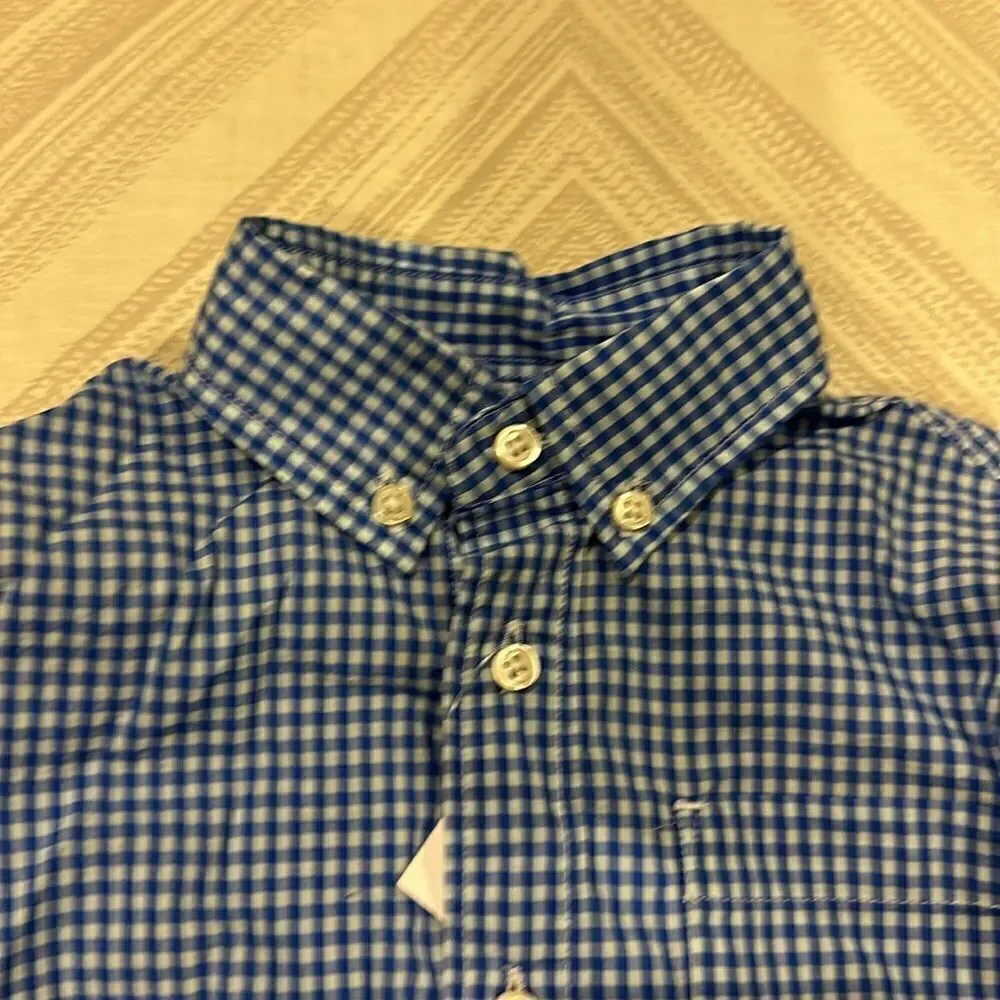 Crewcuts Boys Blue & White Gingham Light Weight Button Down Shirt